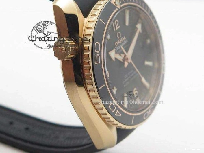 0522 Planet Ocean Professional Rose Gold Liquid Metal V6F 42mm On Black Rubber Strap A Vibrant 8266
